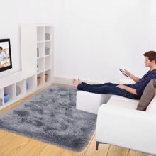 1 Miếng Phong cách Đơn giản Lụa Và Len Chất liệu Tấm thảm , lông tơ Và Mềm mại Thảm Đối với Phòng khách , Phòng ngủ , Đầu giường , Không trượt - Xám - Xem 3