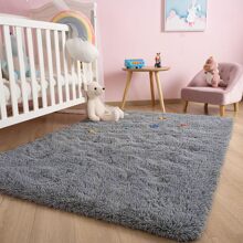 1 Miếng Phong cách Đơn giản Lụa Và Len Chất liệu Tấm thảm , lông tơ Và Mềm mại Thảm Đối với Phòng khách , Phòng ngủ , Đầu giường , Không trượt - Xám - Xem 2