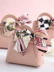 1入/5入組歐式時尚婚禮和派對禮品袋，配有絲巾，節日禮品包裝 - 粉色 - 查看 8