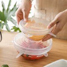 6 Piezas Tapas Herméticas Redondas de Silicón Transparente Reutilizables y Expandibles son de Distintos Tamaños - Multicolor - Ver 6