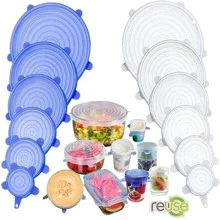 6 Piezas Tapas Herméticas Redondas de Silicón Transparente Reutilizables y Expandibles son de Distintos Tamaños - Multicolor - Ver 10