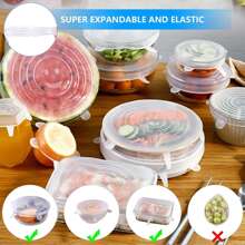6 Piezas Tapas Herméticas Redondas de Silicón Transparente Reutilizables y Expandibles son de Distintos Tamaños - Multicolor - Ver 5
