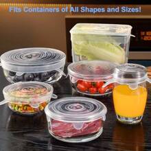 6 Piezas Tapas Herméticas Redondas de Silicón Transparente Reutilizables y Expandibles son de Distintos Tamaños - Multicolor - Ver 7