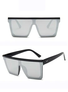 Fashionable Oversized Connected Fashion Glasses Women Unisex Fashion Glasses, Outdoor Glasses Beach Accessories For Women Glasses Shades - Silver - View 7