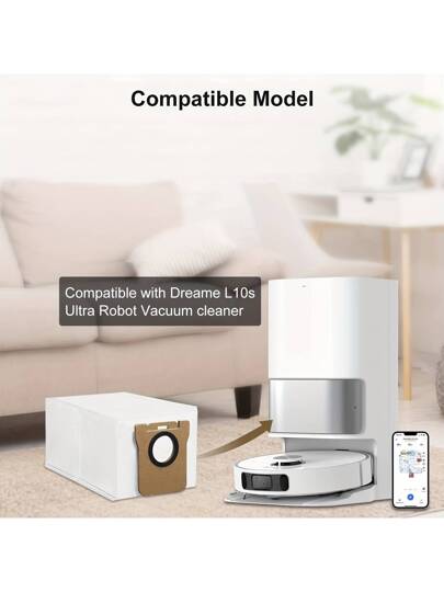 10 Pieces Stofzuiger Cleaner Bags Compatible Xiaomi X10 Dreame L10s Ultra Robot Extraction Station, 2.5L Large Capacity Replacement view 2