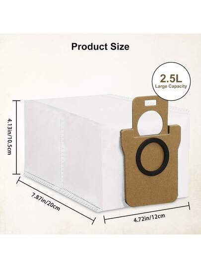 10 Pieces Stofzuiger Cleaner Bags Compatible Xiaomi X10 Dreame L10s Ultra Robot Extraction Station, 2.5L Large Capacity Replacement view 3