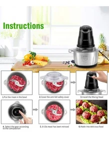 1入插頭式sokany Sk-7020 2.0l家用小型肉磨機,採用304不鏽鋼機身,2速,雙層4刀片,銅電機,不銹鋼插口,400瓦高功率,快速磨粉,濃度均勻 - 黑色 - 查看 9