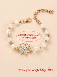 女孩優雅珍珠蝴蝶設計時尚手鍊
