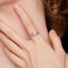 925純銀冬天綻放梅花打開尺寸環適合女士婚禮訂婚首飾類 - 銀色 - 查看 5