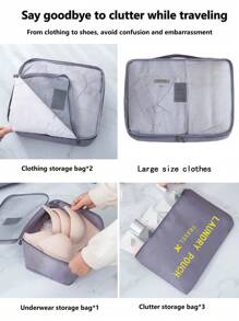 6 piezas simple poliéster de viaje Bolsas de almacenamiento , clásico durable gris plegable Bolsas de almacenamiento para casa con de viaje