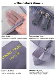 6 piezas simple poliéster de viaje Bolsas de almacenamiento , clásico durable gris plegable Bolsas de almacenamiento para casa con de viaje