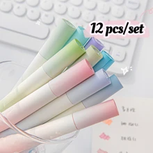 12pcs Soft-Light Morandi Color Highlighter Marker Pen, For Note-Taking/Drawing Crafts Journaling, Random Colors - Multicolor - View 2