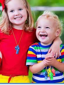 10 cái Với String Nhựa Bóng đá Huýt sáo Trẻ em Đồ đáng yếu Party - Nhiều màu - Xem 5