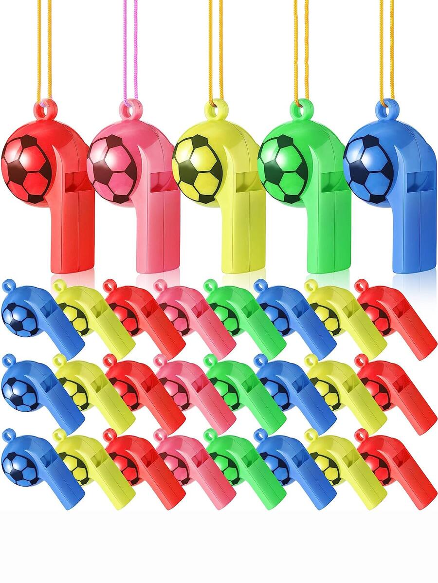 10 cái Với String Nhựa Bóng đá Huýt sáo Trẻ em Đồ đáng yếu Party - Nhiều màu - Xem 1