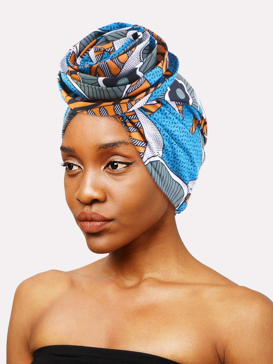 1pc Ladies' Printed Lined Headscarf Hat With Large Flower - Multicolor - View 1