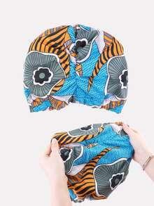 1pc Ladies' Printed Lined Headscarf Hat With Large Flower - Multicolor - View 4