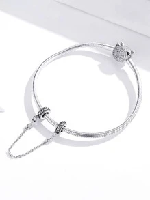 1入組 S925 純銀古典安全鏈串珠吊飾原創手鍊項鍊 DIY 女士精美珠寶精美禮物 - 銀色 - 查看 2