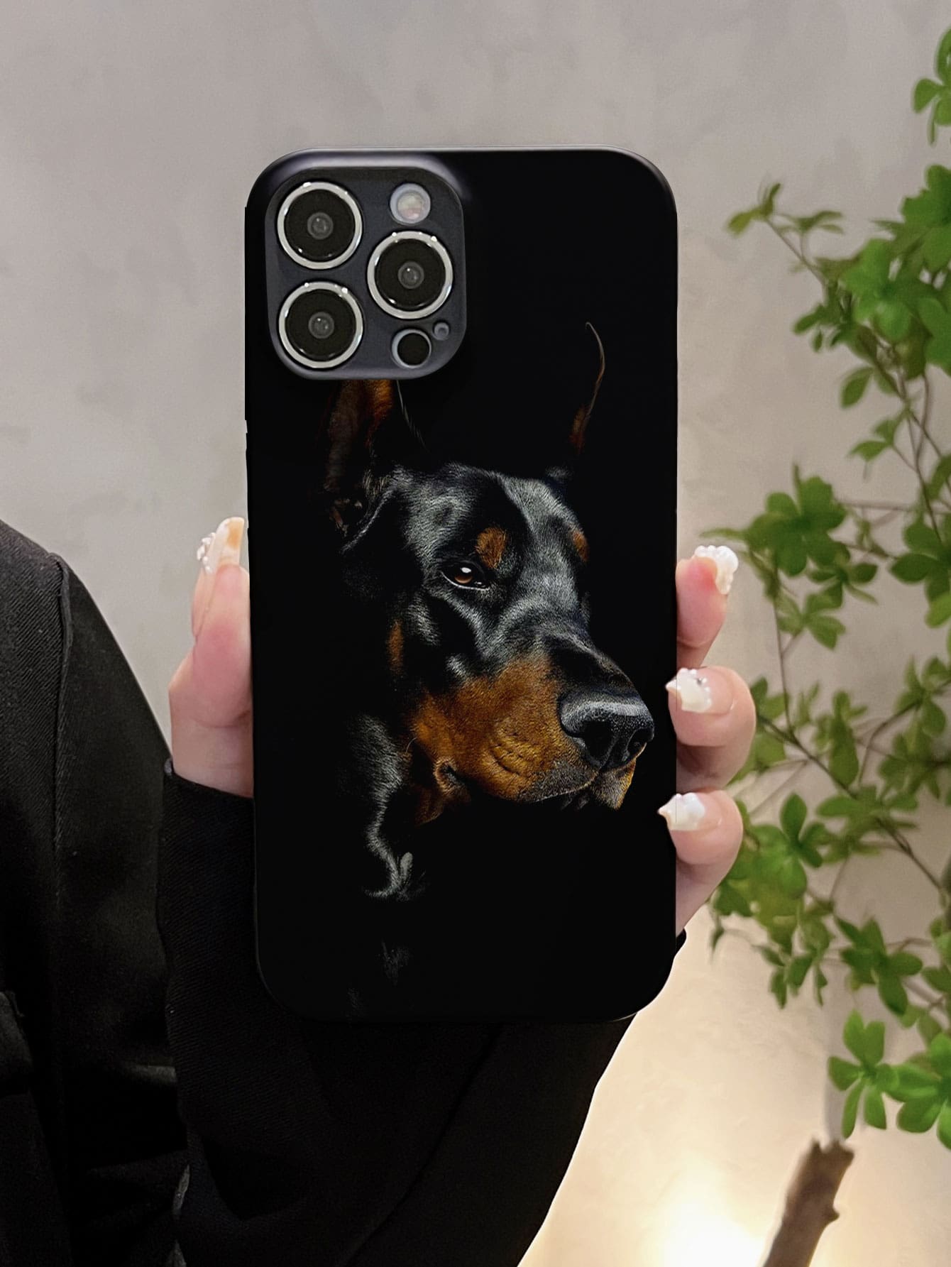 Stylish Black Color Painted Anti-Drop Phone Case, Compatible With Apple IPhone - Multicolor - View 1