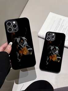 Stylish Black Color Painted Anti-Drop Phone Case, Compatible With Apple IPhone - Multicolor - View 2