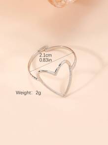 1 Stück Ring Herz Form Loch Design, Offen Ende Minimalistischer Stil Fashion Für Frauen - Silber - Übersicht 3