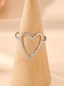 1 Stück Ring Herz Form Loch Design, Offen Ende Minimalistischer Stil Fashion Für Frauen - Silber - Übersicht 2