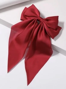 1pc Fresh And Simple Simple Elegant Solid Color Ribbon Bow Spring Hair Clip