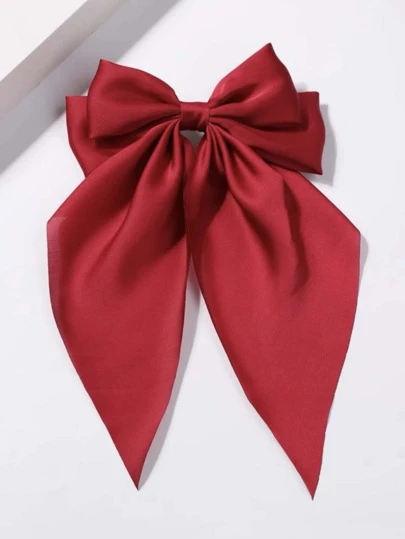 1pc Fresh And Simple Simple Elegant Solid Color Ribbon Bow Spring Hair Clip