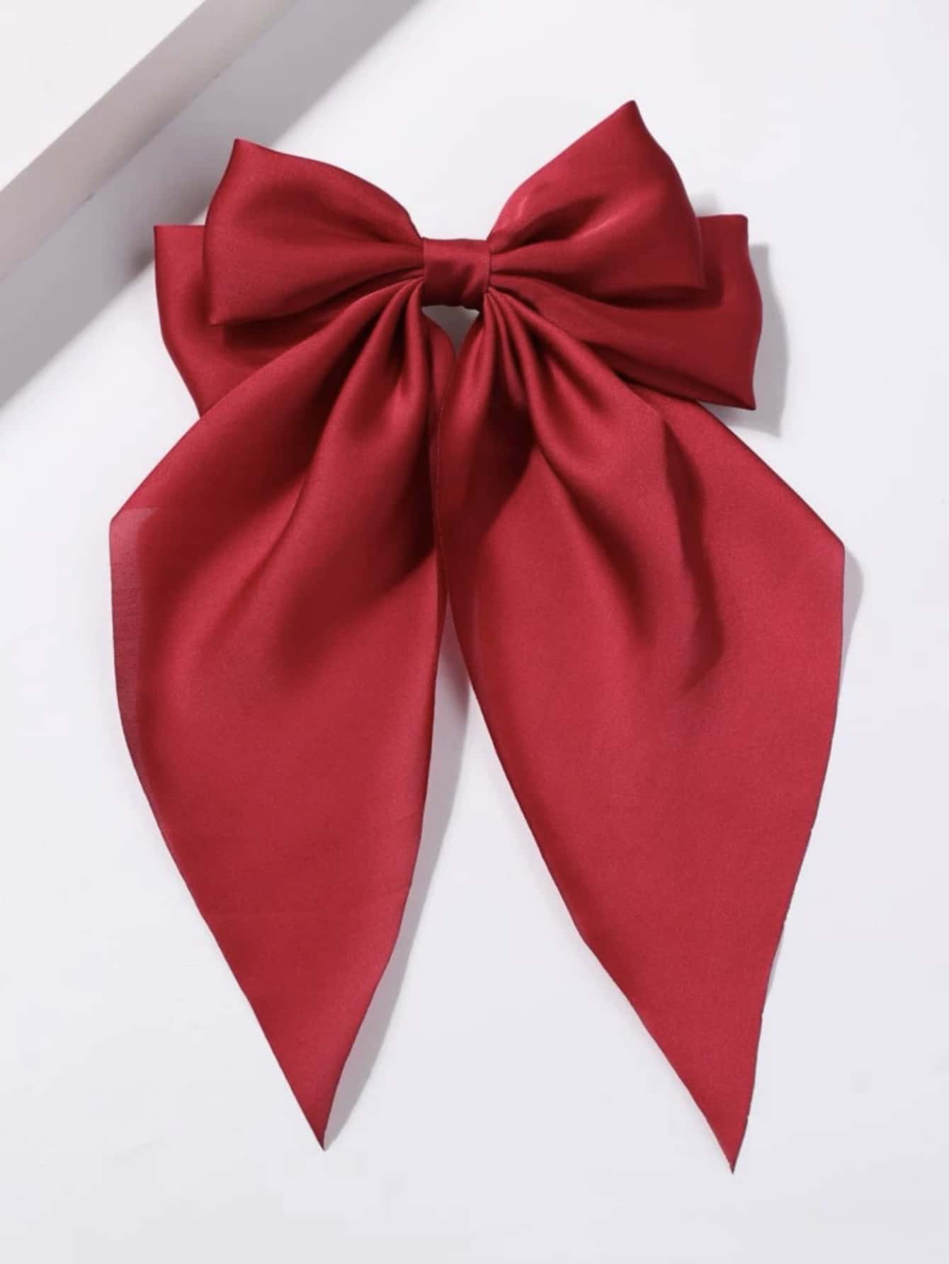 1pc Fresh And Simple Simple Elegant Solid Color Ribbon Bow Spring Hair Clip