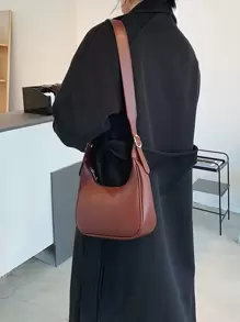 Yogodlns Minimalist Hobo Bag - Chocolate Brown - View 6