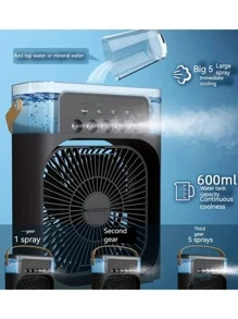 1pc Portable Air Conditioner, Household Small Air Cooler, Portable Air Adjustment For Office, 3 Speed Air Cooling Fan Humidifier, 5pcs Humidified Spray Heads For Home Appliances - Army Green - View 7