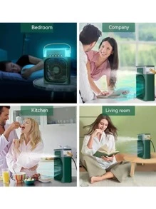 1pc Portable Air Conditioner, Household Small Air Cooler, Portable Air Adjustment For Office, 3 Speed Air Cooling Fan Humidifier, 5pcs Humidified Spray Heads For Home Appliances - Army Green - View 9