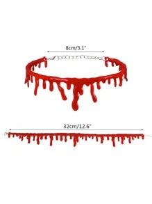 Halloween Horror Blood Necklace - Red - View 4