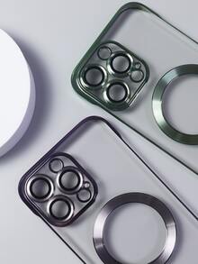 半包pc高光電鍍磁性手機殼 - 黑色 - 查看 2