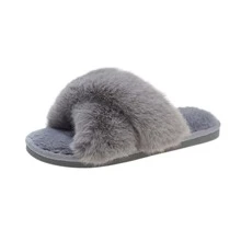 冬天長毛絨拖鞋女性室內濃烈香調大碼毛絨拖鞋 - 灰色 - 查看 5