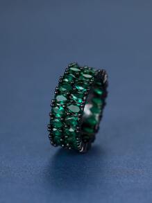 Vanel 1入組黑暗的綠色雙排水滴圓環適合女士,簡約風&時尚首飾類,禮品適用於妻子/女朋友 - 綠色 - 查看 3