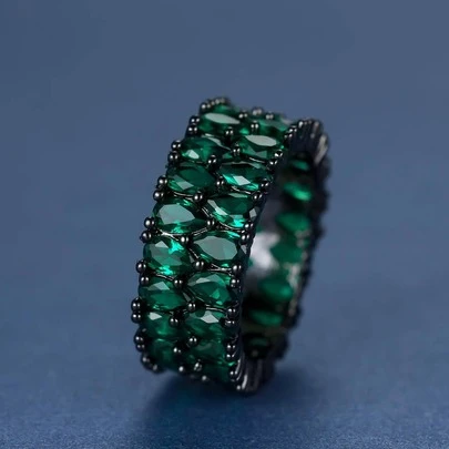 Vanel 1入組黑暗的綠色雙排水滴圓環適合女士,簡約風&時尚首飾類,禮品適用於妻子/女朋友