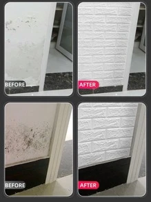 10pcs/pack Self-adhesive Waterproof Noise-proofing 3d Brick Pattern Wallpapers, Light Gray - Light Grey - View 5
