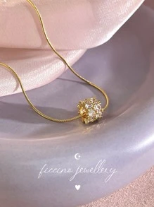 FICCINO 鍍金氧化鋯迷你幸運的車輪吊墜項鍊適合女士,鈦鋼蛇鏈條,日常穿著,禮品適用於,附盒 - 225n - 查看 4