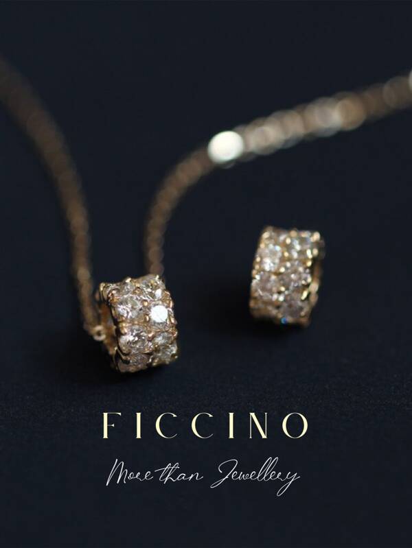 FICCINO Collier Avec Pendentif En Plaquage À L'Or Zircone Mini Chanceux Roue Pour Femme , Acier Au Titane Serpent Chaîne , Port Quotidien , Cadeau Pour , Avec Boîte