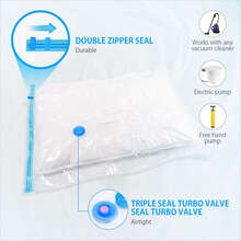 10  Jumbo Vacuum Sealer Storage Bags w/ Pump for Clothes Travel Bags Space Saver - Trong sáng - Xem 3