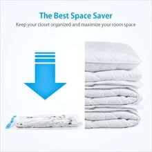 10  Jumbo Vacuum Sealer Storage Bags w/ Pump for Clothes Travel Bags Space Saver - Trong sáng - Xem 5