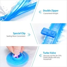 10  Jumbo Vacuum Sealer Storage Bags w/ Pump for Clothes Travel Bags Space Saver - Trong sáng - Xem 8