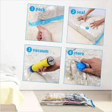 10  Jumbo Vacuum Sealer Storage Bags w/ Pump for Clothes Travel Bags Space Saver - Trong sáng - Xem 9
