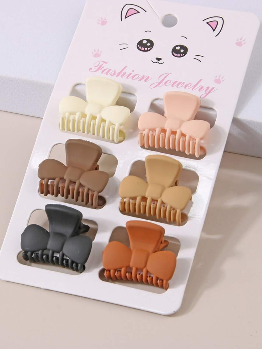 6pcs Bow Frosted Small Hair Clippers - Multicolor - View 1