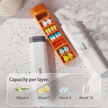 1入組便攜周度藥盒,防塵藥收納,密封分隔收納盒 - 淺灰色 - 查看 4