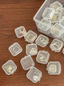 200 Stück/100 Stück/50 Stück/40 Stück/30 Stück/20 Stück/15 Stück/10 Stück/5 Stück transparente tragbare Schmuckaufbewahrungsbox, Staubschutz-Box mit großer Kapazität für Halsketten, Ohrringe, Schmuckorganisation, PVC-Antioxidations-Kunststoffaufbewahrungsbox für den Rücken zur Schule
