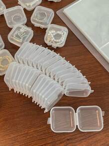 200 Stück/100 Stück/50 Stück/40 Stück/30 Stück/20 Stück/15 Stück/10 Stück/5 Stück transparente tragbare Schmuckaufbewahrungsbox, Staubschutz-Box mit großer Kapazität für Halsketten, Ohrringe, Schmuckorganisation, PVC-Antioxidations-Kunststoffaufbewahrungsbox für den Rücken zur Schule