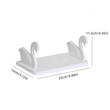 1pc Multifunctional Wall-Mounted Storage Rack Swan Design Large Capacity Shelf For Kitchen, Bathroom, Toiletries Organizer Fall Home Decor  - White - View 2