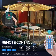 1入組太陽能露台雨傘戶外燈光帶遙控器,8模式104led,適用於花園戶外花園裝飾,節日,聖誕氛圍裝飾用品
