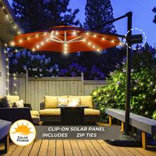1入組太陽能露台雨傘戶外燈光帶遙控器,8模式104led,適用於花園戶外花園裝飾,節日,聖誕氛圍裝飾用品